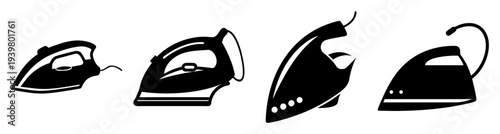 Set of modern flat design irons vector icons for laundry and clothing care illustration isolated on white background