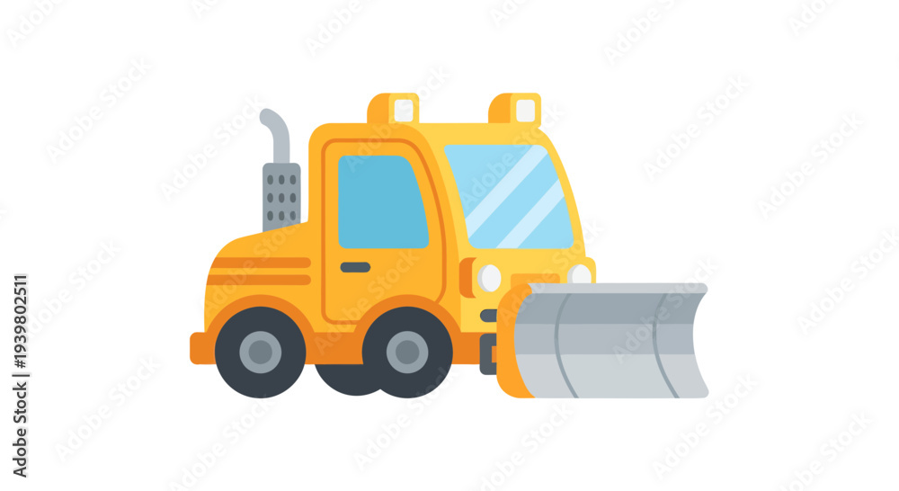 Naklejka premium Snowplow Vector Illustration, Flat Design, Winter Road Maintenance, Transportation, Vector Graphic