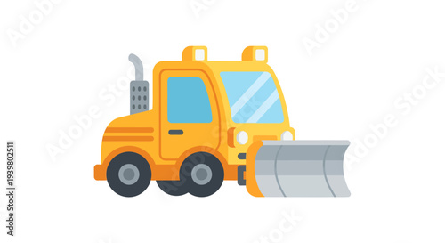 Snowplow Vector Illustration, Flat Design, Winter Road Maintenance, Transportation, Vector Graphic