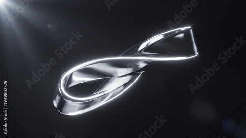 Abstract glass shape with light reflections against dark background