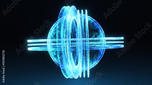 Abstract glowing blue energy field animation against dark background