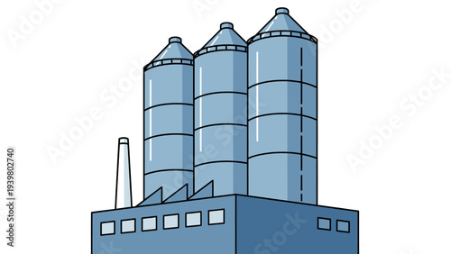 Industrial Factory Building with Large Storage Silos