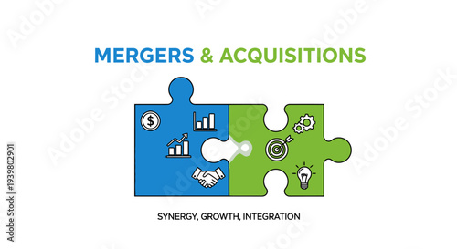 Mergers and Acquisitions Business Concept with Puzzle Pieces.