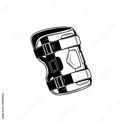 Joint Support Brace Outline Line Art Vector Illustration