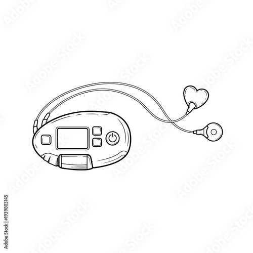 Heart Pacemaker Implant Outline Vector Illustration