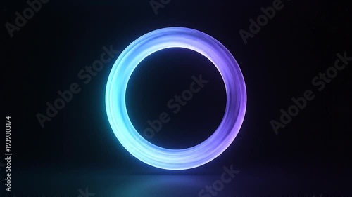 Abstract glowing rings forming a futuristic geometric shape on black
