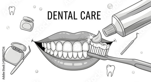 Dental Care and Oral Hygiene Concept Illustration.