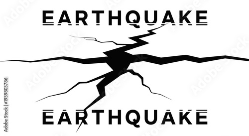 Earthquake Typography Design with Ground Crack Vector.