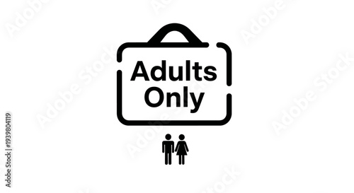 Adults Only age restriction sign with male and female icons.