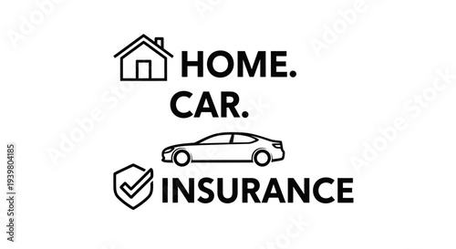 Home and Car Insurance conceptual icons with minimalist line art style.