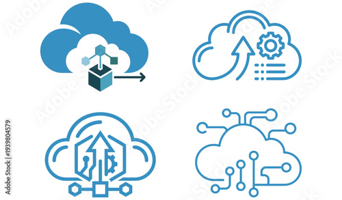 Cloud SaaS Platform Software Service Icon Vector Isolated on White Background