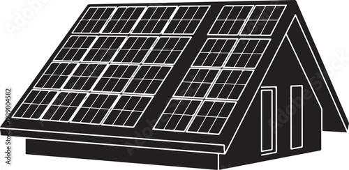 Solar Panels on a Modern House Roof Illustration