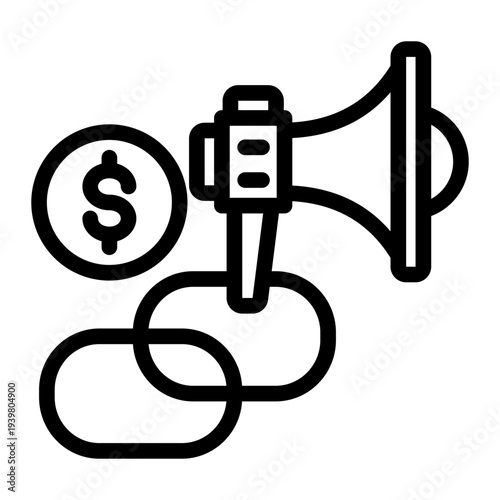 Referral Partnership Commission icon from the Digital Business icon collection (Outline Style)