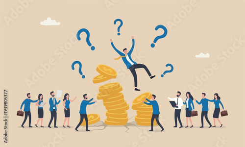  Financial bankruptc, businessman investor stack unstable money coins