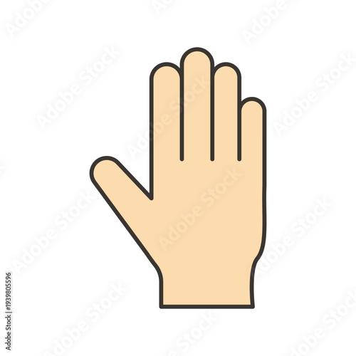 Stop Hand Palm Colored Gesture Icon Warning Prohibition Safety Alert Symbol