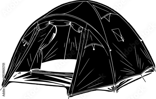  camping tent isolated on black background, cut out transparent