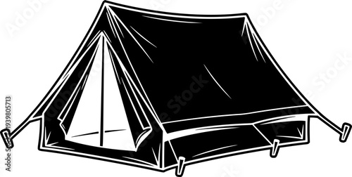  camping tent isolated on black background, cut out transparent