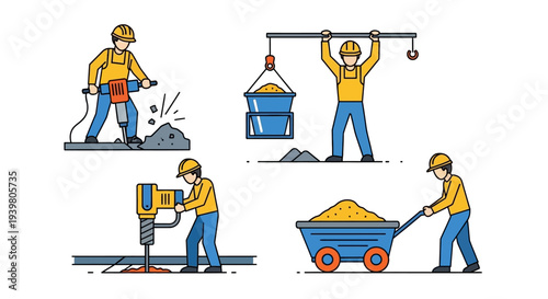 Construction Worker Tasks Set.