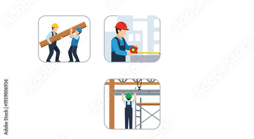 construction workers team labor teamwork icons.