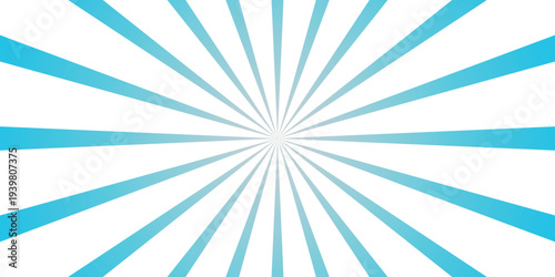 Dynamic Blue Sunburst Rays on White Background with Gradient Effect for Retro Comic Book Style or Energetic Design