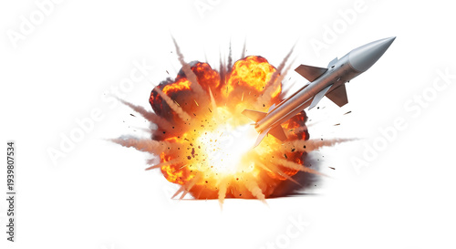 missile flying with fire isolated on transparent png