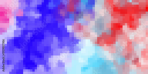 Pixelated Abstract Art with Bold Blended Colors of Pink Blue and Red in a Dynamic Geometric Pattern background
