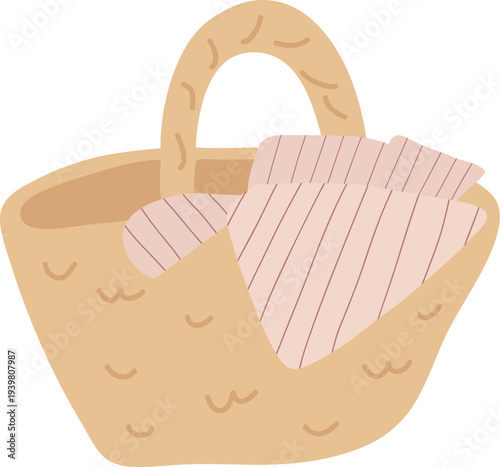 Basket With Cloth Cartoon