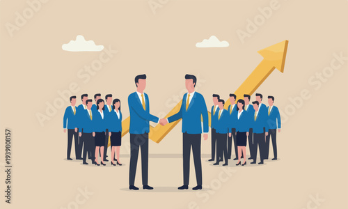 Merger and, join pink meeting teams together partnership working together for new opportunity and successful concept, businessmen merging together celebrating and ambitious for bright future