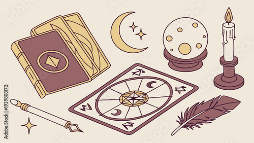 Mystical Occult Tarot Cards Crystal Ball Candle for Esoteric Readings Spiritual Website Design