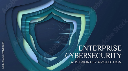 Stylized Digital Protection Concept Featuring Multi-Layered Shields for Robust Enterprise Security and Trustworthy Data Safeguarding Solutions