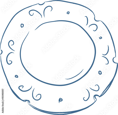 Plate With Swirl Ornament Sketch