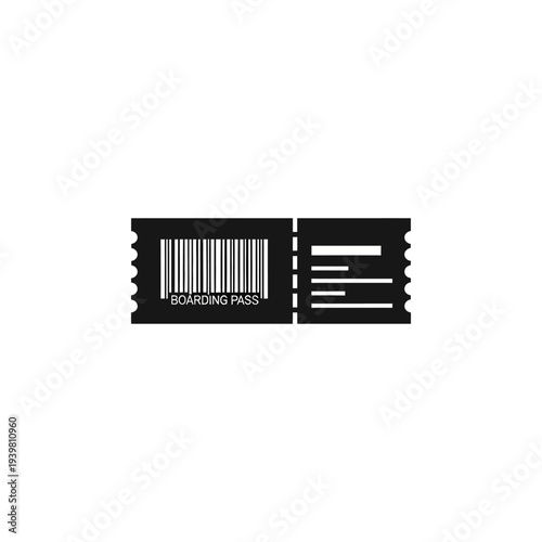 Streamlined travel document symbol, a modern illustration of a flight boarding pass with barcode, essential for airport check-in and secure access to your destination