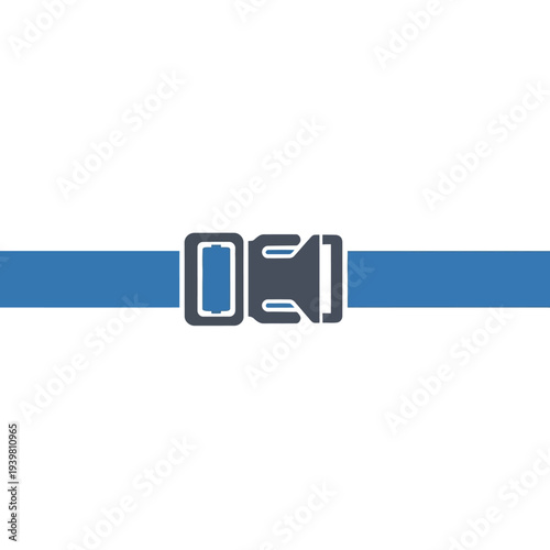 Clean graphic illustration of a securely fastened seatbelt buckle, symbolizing essential safety and protection for travel and transportation