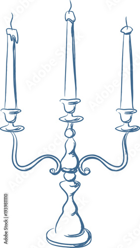 Candelabra With Taper Candle Sketch