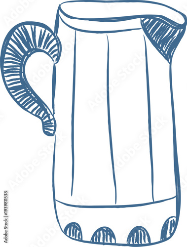 Pitcher Pouring Rustic Sketch
