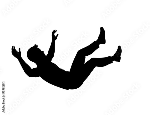 Man Falling Down in Mid-Air Accident Silhouette Pose