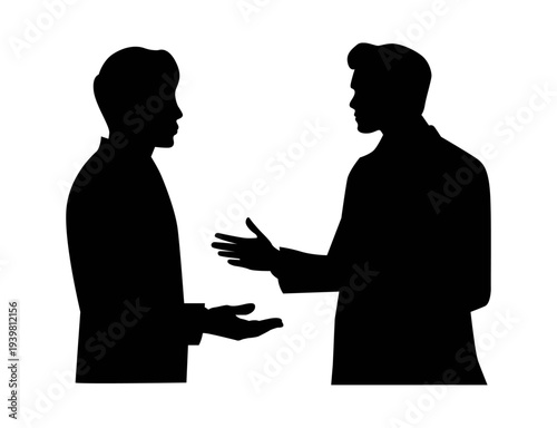 Two Businessmen Having Professional Discussion Silhouette
