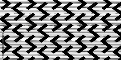 Seamless black and white geometric checker pattern featuring a 3d abstract chessboard design with square tiles for a checkered fabric texture or vector wallpaper backdrop