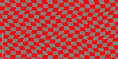 Seamless abstract geometric background featuring a red and colorful checkered square pattern for vintage textile wallpaper or a picnic tablecloth backdrop