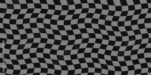 Seamless 3d geometric illustration of a black and white checkered flag pattern featuring a classic chessboard texture for racing competition and finish line game board design