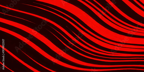 An abstract red and black background features a swirl of motion with wave lines and a spiral pattern creating a colorful energy design for a texture wallpaper backdrop