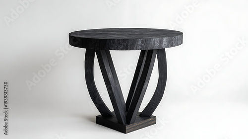 A black table with a black base and a black top