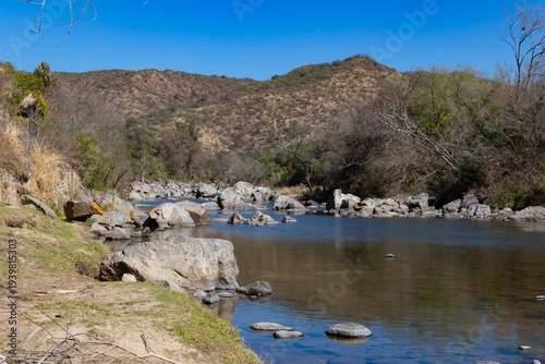 Landscape of the Anisacate River in the Paravachasca Valley, Cordoba, Argentina