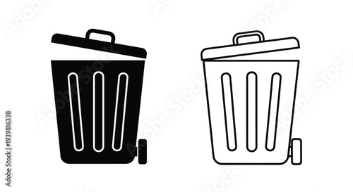Modern trash cans icon set Vector
