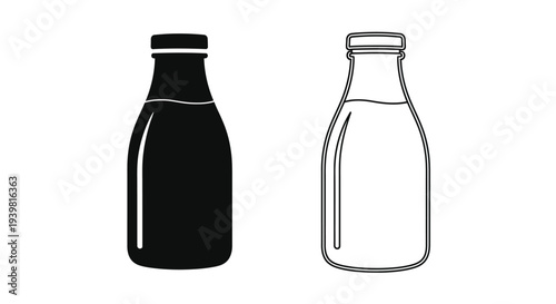 Milk bottles contrast pair Vector