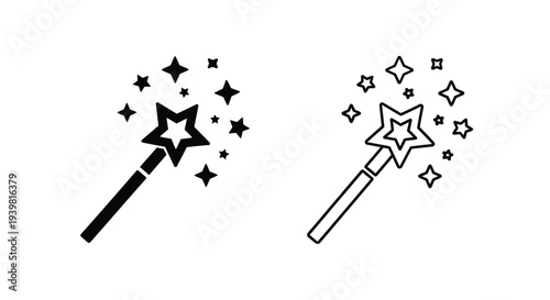 Magic wand vector icons set Vector