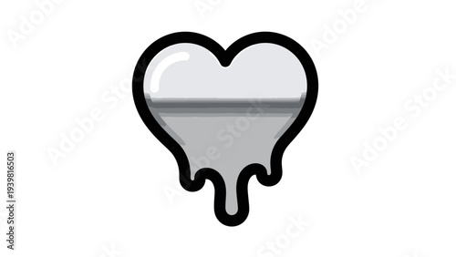 Melting Heart Icon Vector Illustration, Abstract Symbol of Sadness and Broken Love, Graphic Design Element for Emotional Concepts