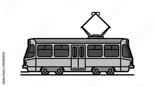 Modern Electric Tram Vector Illustration, Public Transportation Concept, Urban Commute Graphic Design, Clean City Transit Element