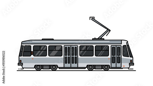 Modern Tram Vector Illustration, City Public Transport Graphic, Urban Commute Concept, Clean Design for Transportation Projects