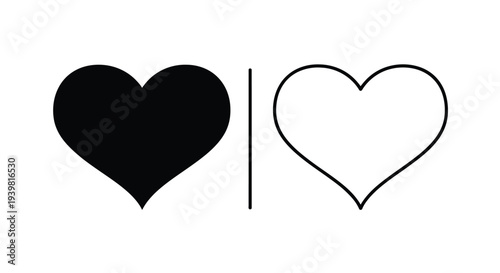 Black white heart split icon design Vector